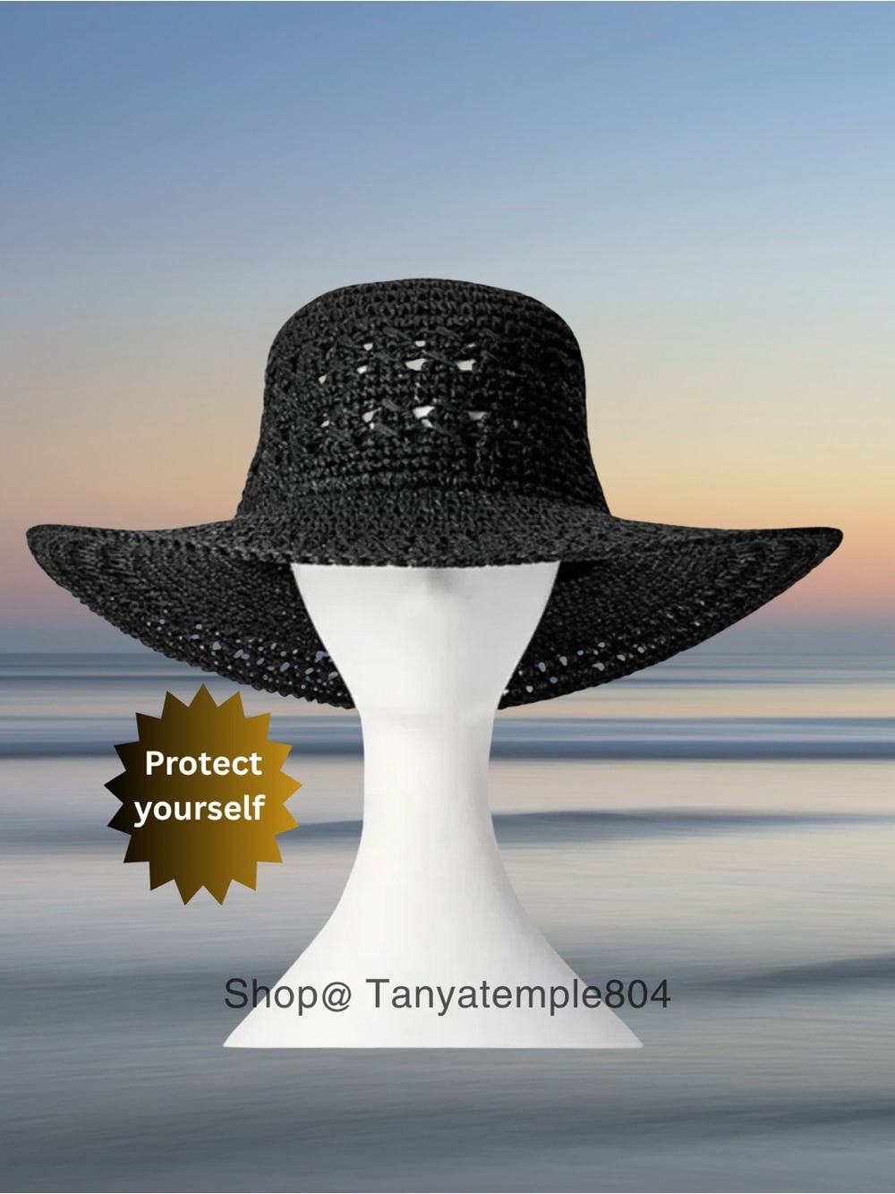 Time And Tru Women's Woven Summer Straw Hat Black